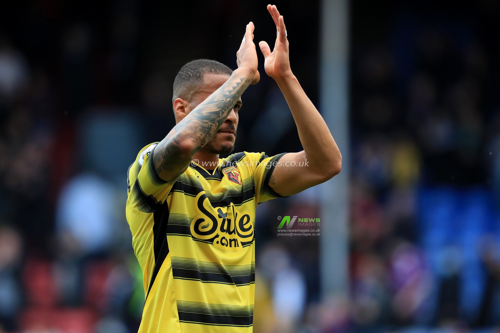 William Troost-Ekong #5 of Watford applauds fans at full time.