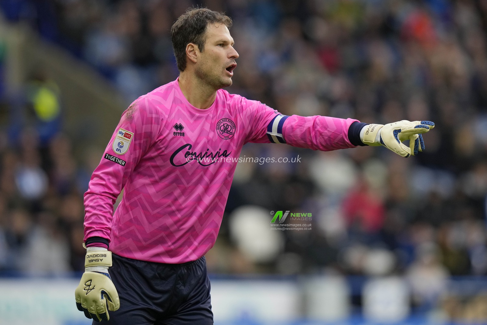 Asmir BegoviÄ‡ #1 of Queens Park Rangers shouts instructions during the Sky Bet Championship match Huddersfield Town vs Queens Park Rangers at John Smith's Stadium, Huddersfield, United Kingdom, 21st October 2023

(Photo by Steve Flynn/News Images)