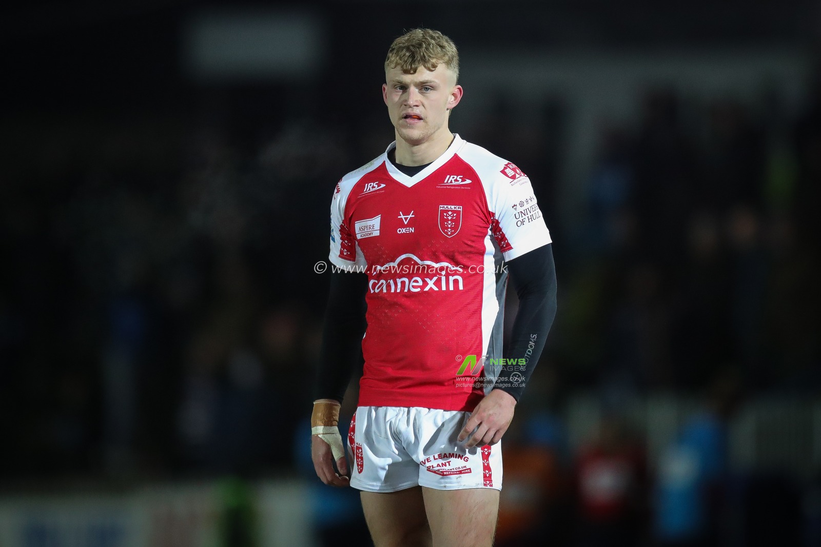 Connor Barley #32 of Hull KR during the Rugby League Pre Season match Featherstone Rovers vs Hull KR at The Milennium Stadium, Featherstone, United Kingdom, 20th January 2023

(Photo by James Heaton/News Images)