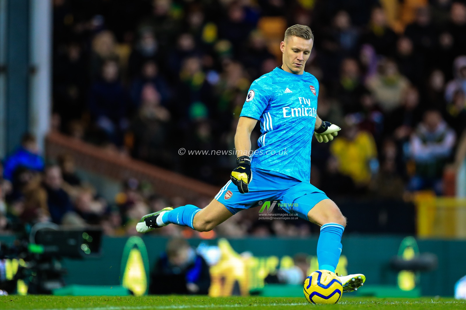 1st December 2019, Carrow Road, Norwich, England; Premier League, Norwich City v Arsenal : Bernd Leno (01) of Arsenal takes a goal kick

Credit: Georgie Kerr/News Images