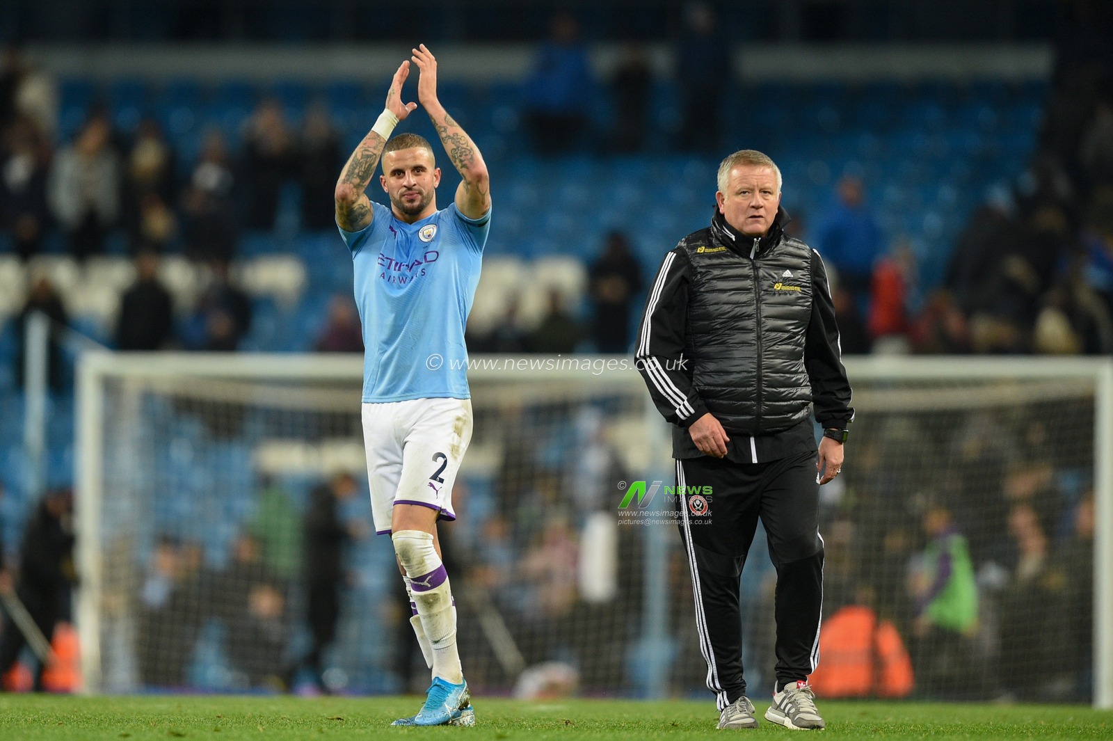 29th December 2019, Etihad Stadium, Manchester, England; Premier League, Manchester City v Sheffield United : Kyle Walker (2) of Manchester City applauds the Sheffield fans

Credit: Richard Long/News Images