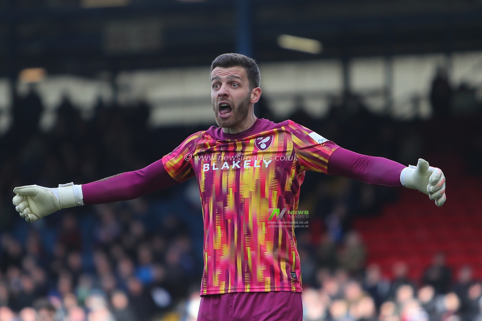 Angus Gunn of Norwich City appealing for a goal kick during the Sky Bet Championship match Blackburn Rovers vs Norwich City at Ewood Park, Blackburn, United Kingdom, 1st March 2025

(Photo by Jorge Horsted/News Images)