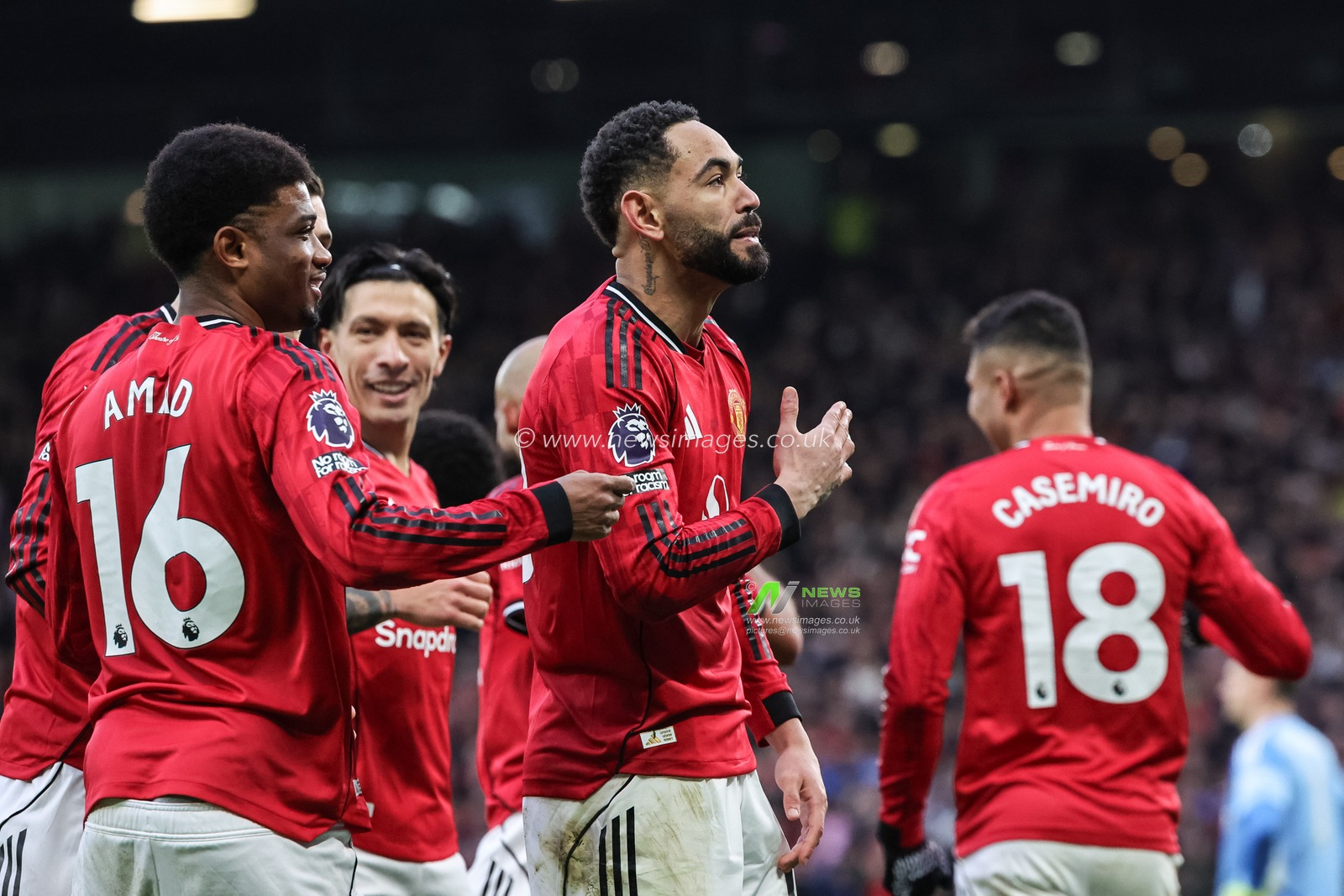 Matheus Cunha of Manchester United celebrates his goal to make it 2-0 during the Premier League match Manchester United vs Fulham at Old Trafford, Manchester, United Kingdom, 1st February 2026

(Photo by Mark Cosgrove/News Images)