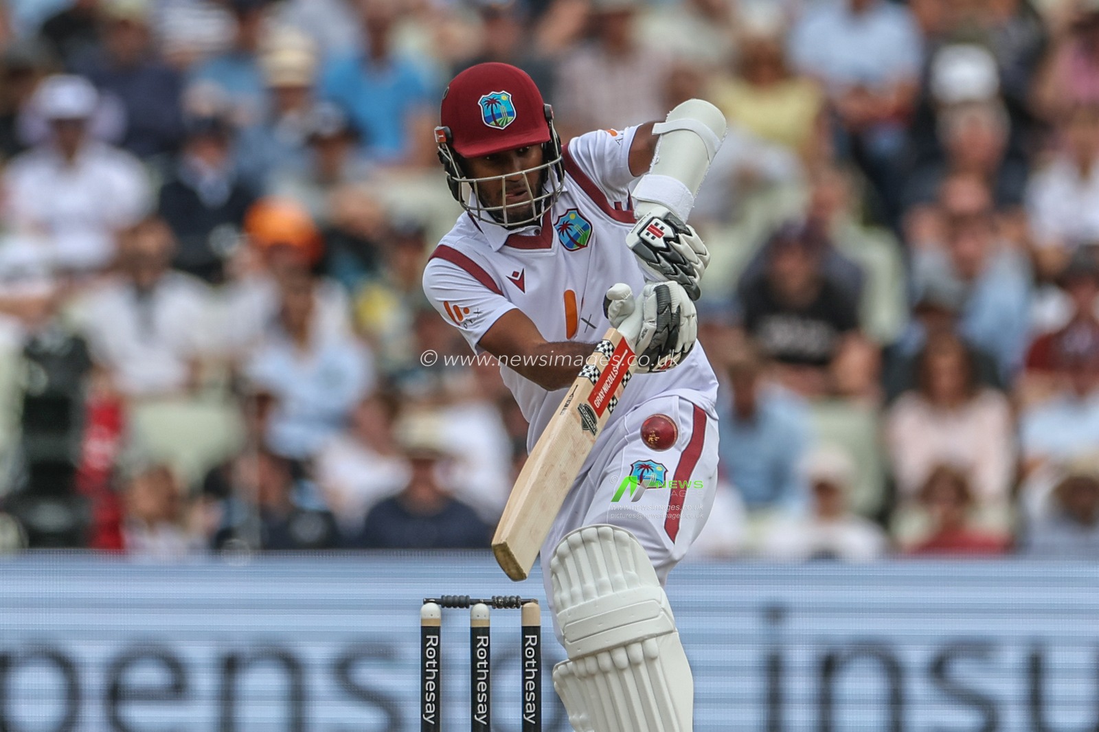 Kraigg Brathwaite of West Indies plays a shot during the 3rd Rothesay Test Match Day One match England vs West Indies at Edgbaston, Birmingham, United Kingdom, 26th July 2024

(Photo by Mark Cosgrove/News Images)