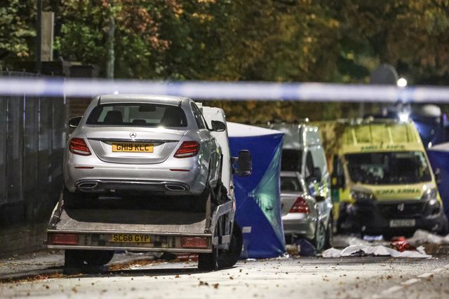A Mercedes car on the back of a car transports is wishing the cordon during the Manchester synagogue terror attack day 2 at Heaton Park Shul, Manchester, United Kingdom, 3rd October 2025

(Photo by Mark Cosgrove/News Images)