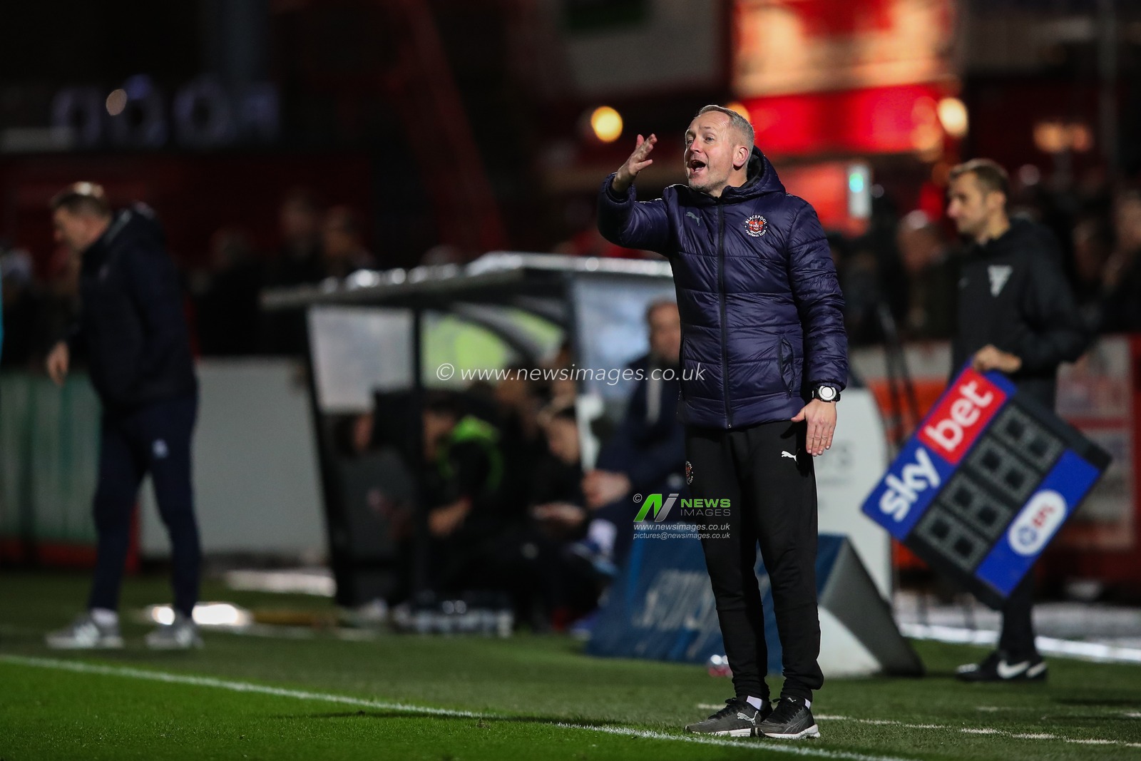 Neil Critchley manager of Blackpool shouts at his players during the Sky Bet League 1 match Cheltenham Town vs Blackpool at The Completely-Suzuki Stadium, Cheltenham, United Kingdom, 13th February 2024

(Photo by Gareth Evans/News Images)