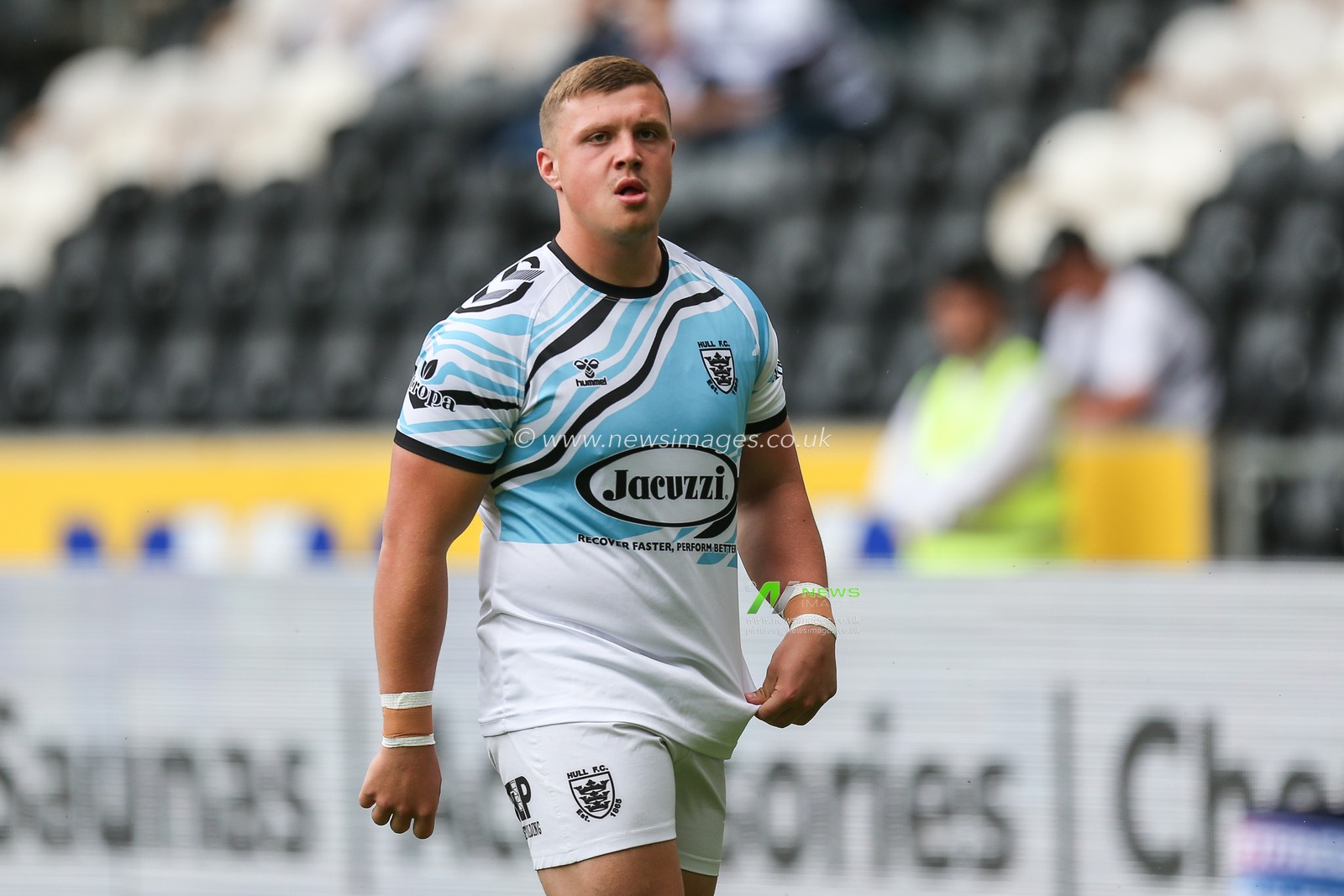 Jack Brown #20 of Hull FC during pre-game warm up