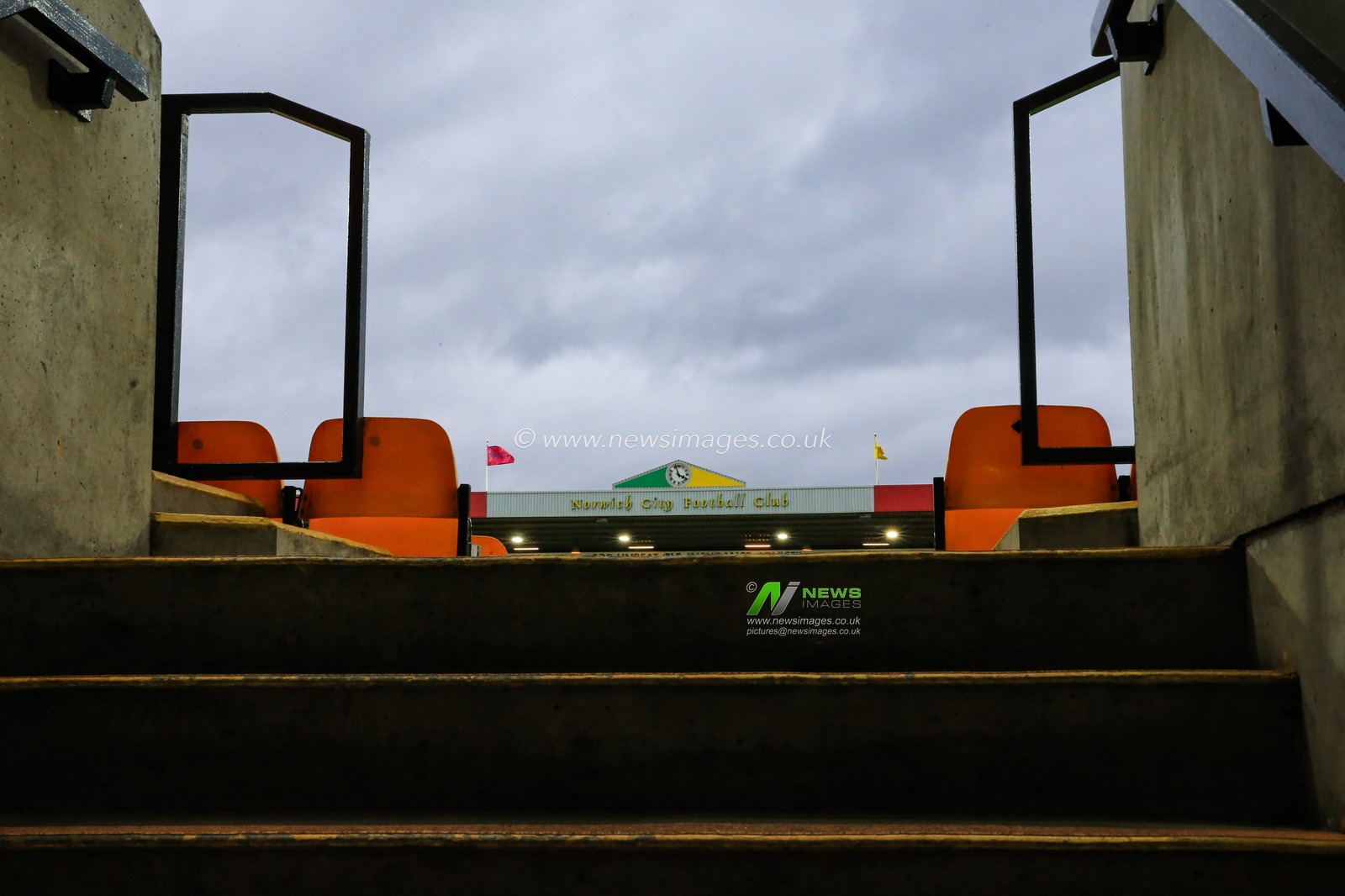 15th February 2020, Carrow Road, Norwich, England; Premier League, Norwich City v Liverpool : Storm clouds above the stadium ahead of kick-off