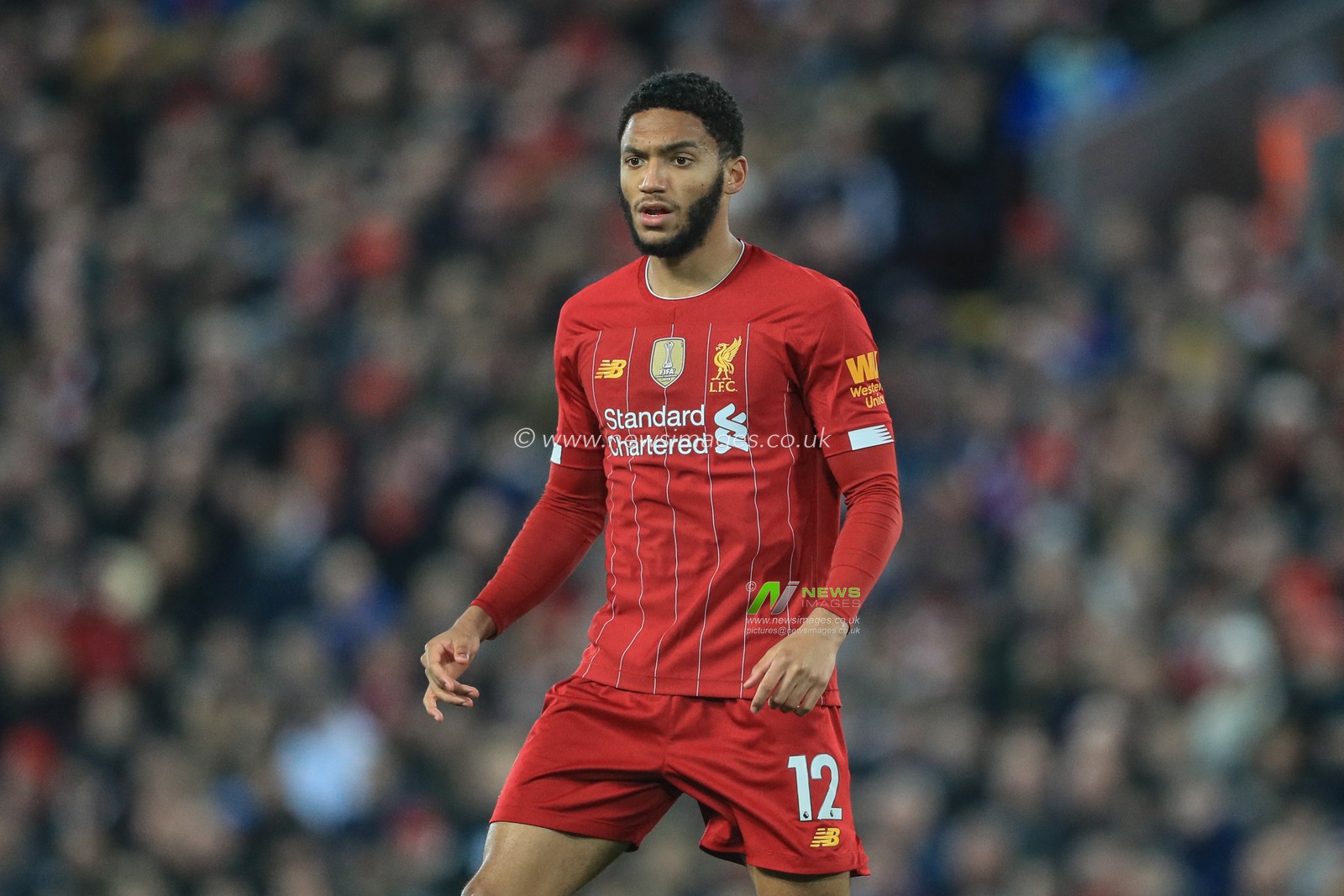 29th December 2019, Anfield, Liverpool, England; Premier League, Liverpool v Wolverhampton Wanderers : Joe Gomez (12) of Liverpool during the game

Credit: Mark Cosgrove/News Images