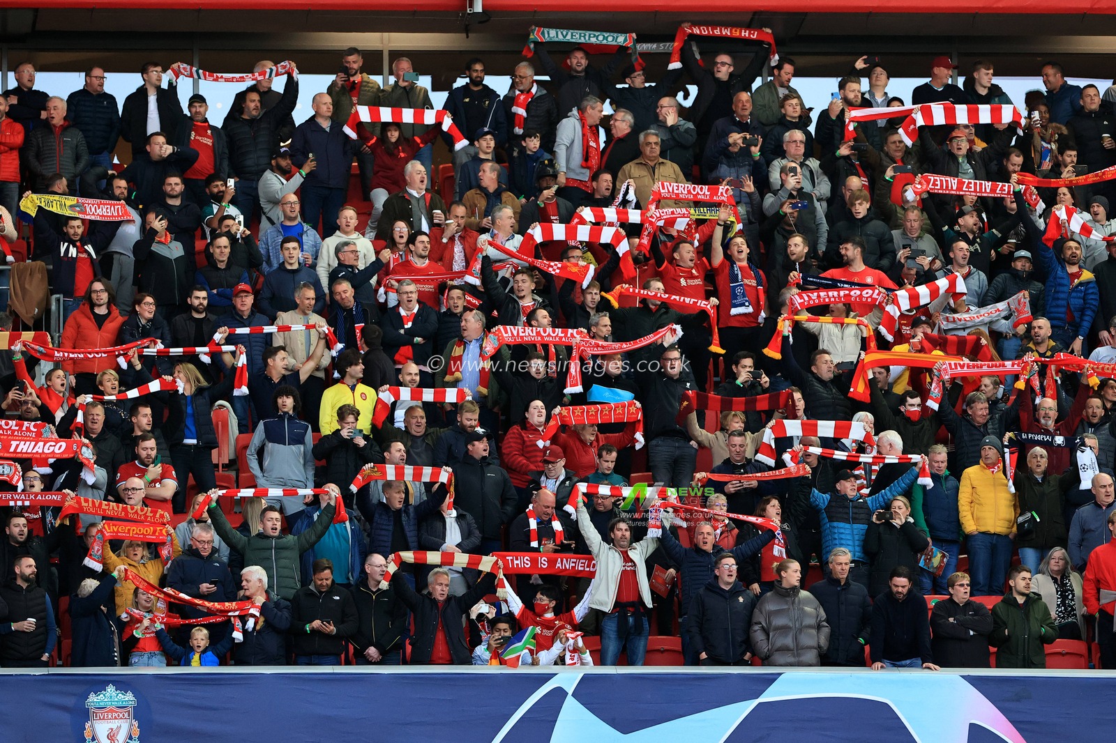 Liverpool fans sing prior to kick off