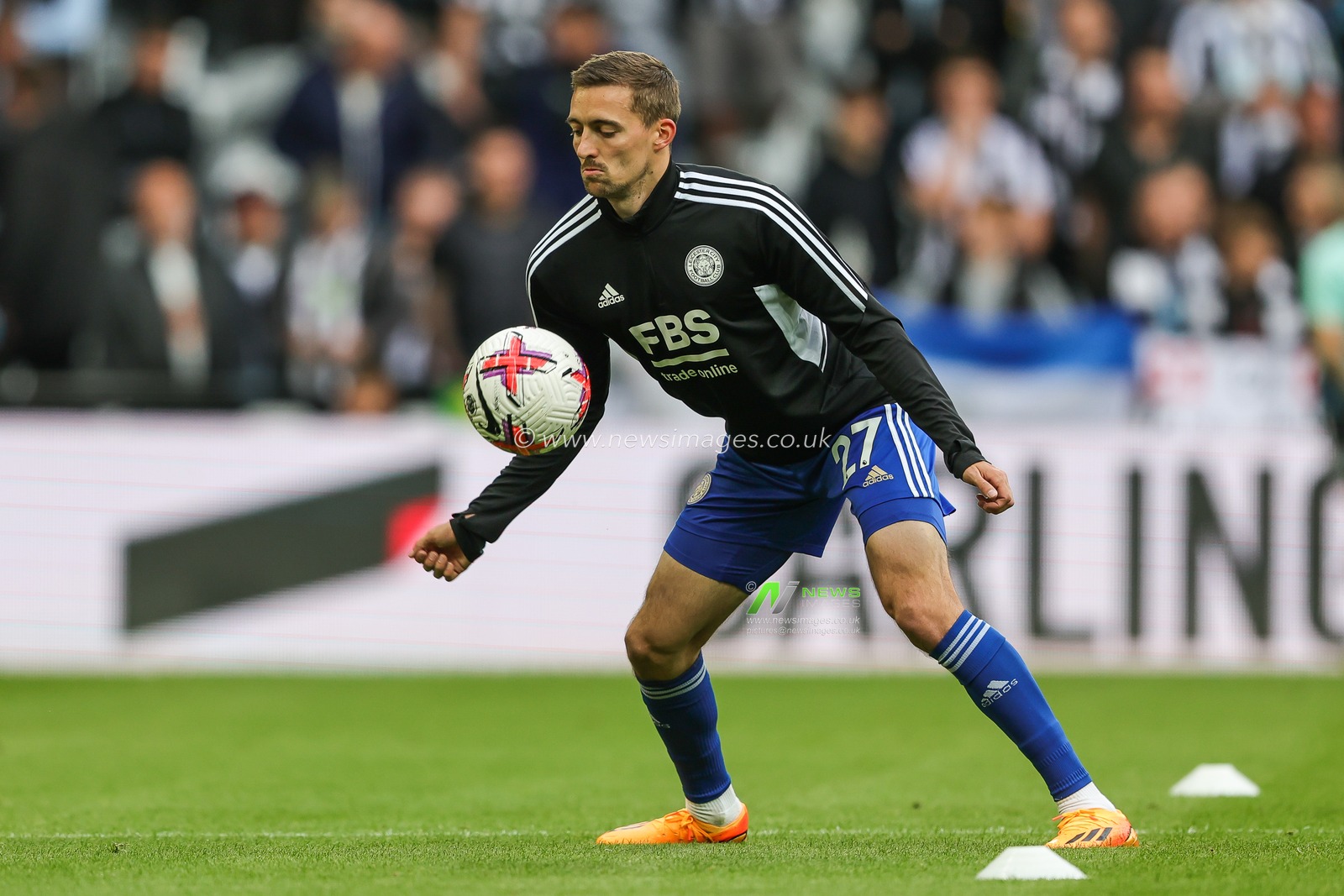 Timothy Castagne #27 of Leicester City during the pre-game warmup ahead of the Premier League match Newcastle United vs Leicester City at St. James's Park, Newcastle, United Kingdom, 22nd May 2023

(Photo by Mark Cosgrove/News Images)