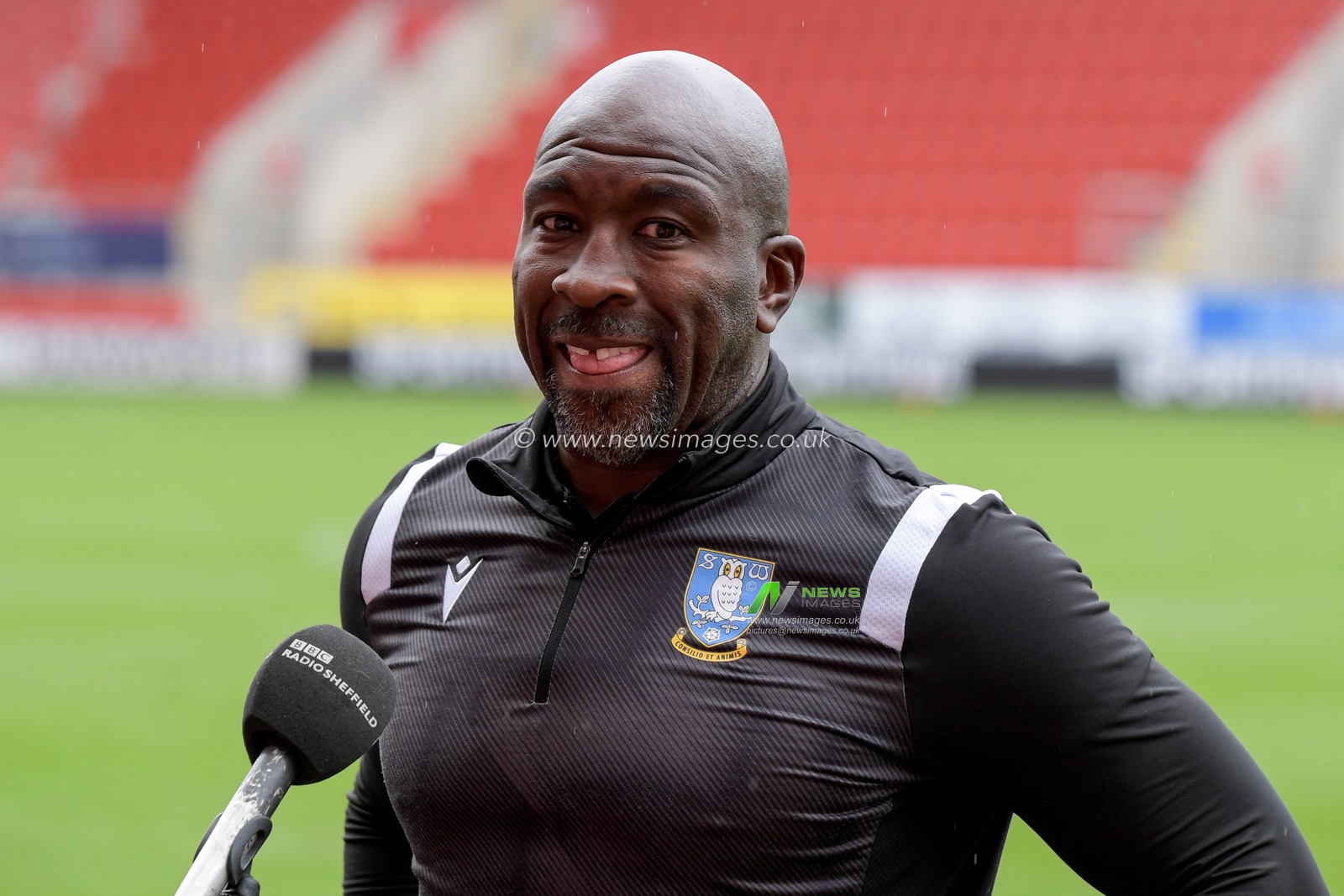 Darren Moore manager of Sheffield Wednesday speaks to the media after the game