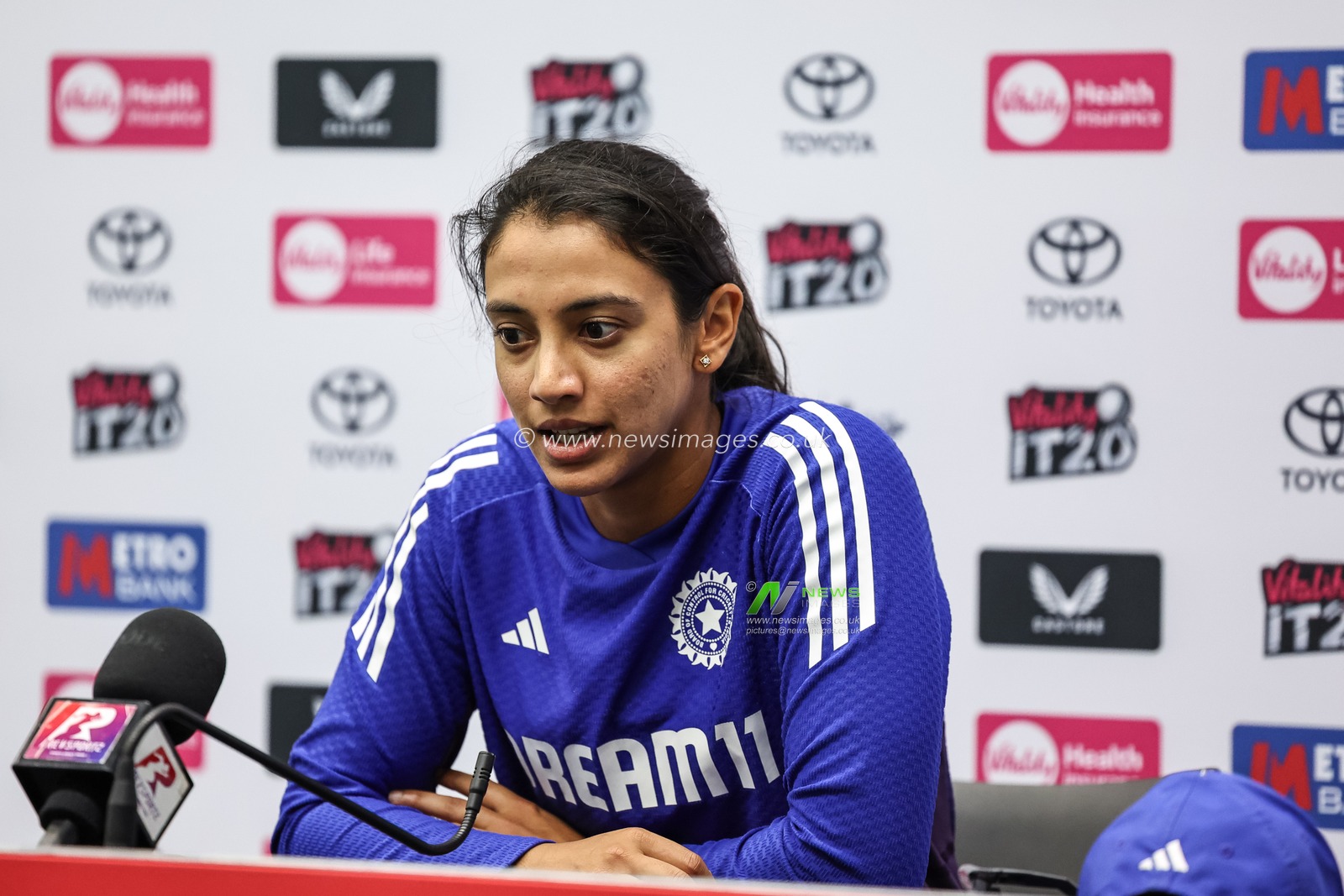 Smriti Mandhana of India speaks during the pre match India Women press conference 1st Vitality IT20 Series England Women  vs India Women at Trent Bridge, Nottingham, United Kingdom, 27th June 2025

(Photo by Mark Cosgrove/News Images)