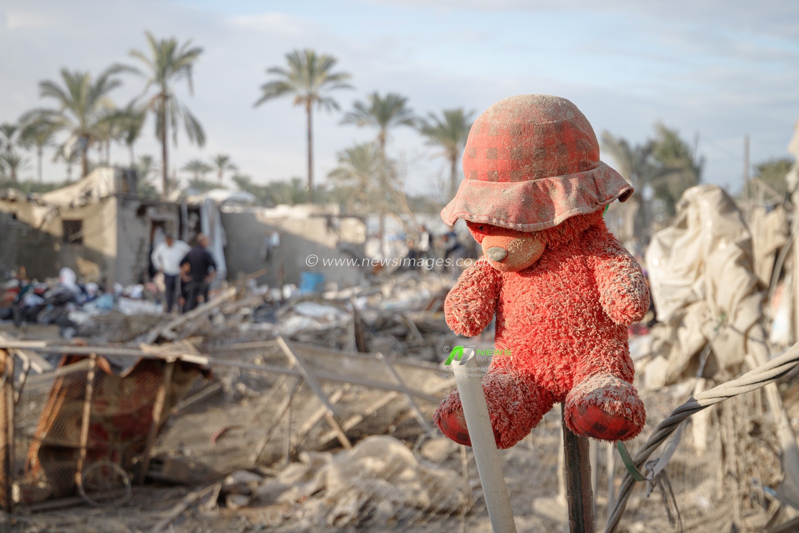 A child was killed and massive damage was caused when IDF warplanes targeted an IDP camp in the Mawasi Khan Younis area in the southern Gaza Strip last night.(Photo: Mohammed Skaik/News Images)