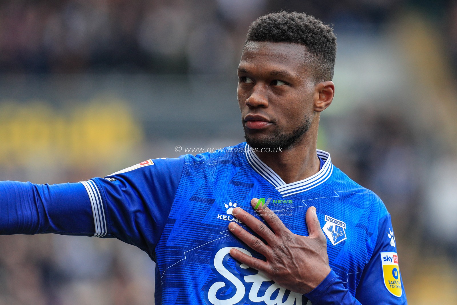 Christian Kabasele #27 of Watford gestures to the travelling Watford fans after the Sky Bet Championship match Hull City vs Watford at MKM Stadium, Hull, United Kingdom, 22nd April 2023

(Photo by James Heaton/News Images)