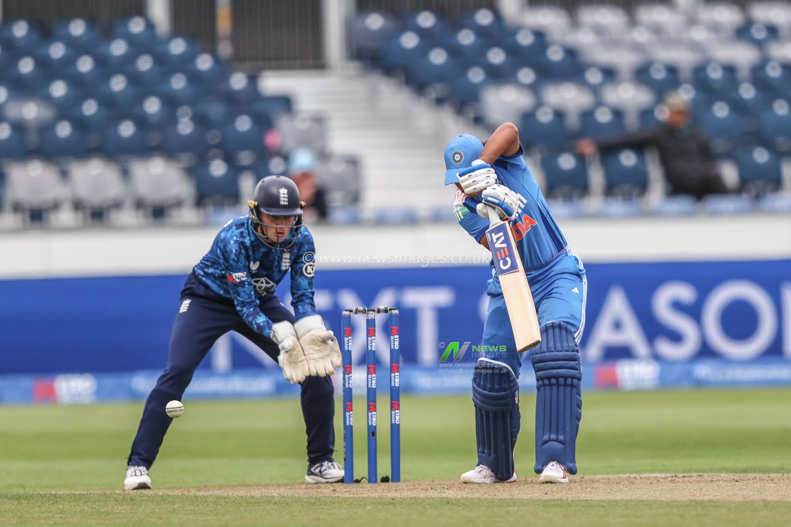Harmanpreet Kaur of India plays a shot during the 3rd Metro Bank One Day International England Women vs India Women at Banks Homes Riverside Stadium, Chester-le-street, United Kingdom, 22nd July 2025

(Photo by Alfie Cosgrove/News Images)