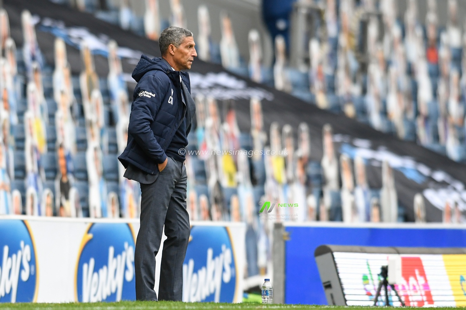 Chris Hughton manager of Nottingham Forest watches the game from the technical area