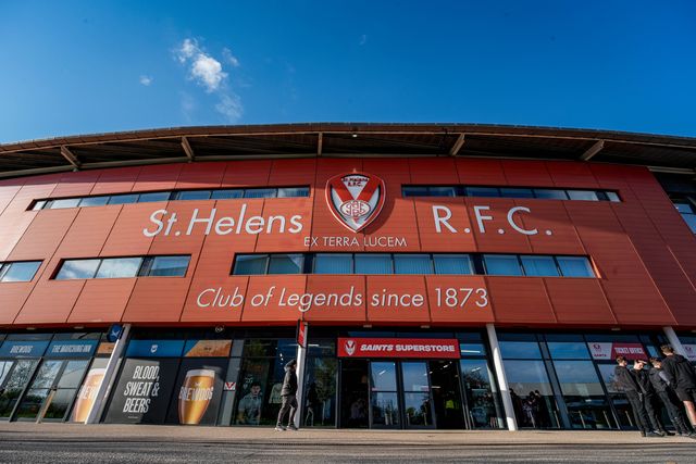 A general view of the stadium on the outside prior to kick off during the Betfred Challenge Cup Quarter Final match St Helens vs Catalans Dragons at The BrewDog Stadium, St Helens, United Kingdom on 10 April 2026

(Photo by Maynard Manyowa/News Images)