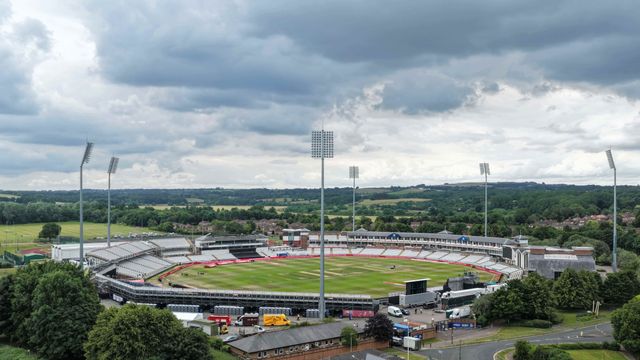 An aerial view of The Banks Homes Riverside Stadium during the First Vitality T20 International match England vs India at Banks Homes Riverside Stadium, Chester-le-street, United Kingdom on 01 July 2026

(Photo by Mark Cosgrove/News Images)