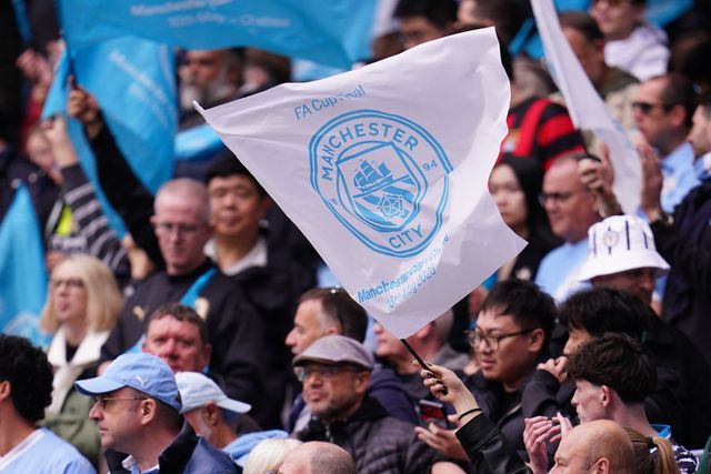 Manchester City flag ahead of kick off during the Emirates FA Cup Final match Chelsea vs Manchester City at Wembley Stadium, London, United Kingdom on 16 May 2026

(Photo by Harvey Murphy/News Images)