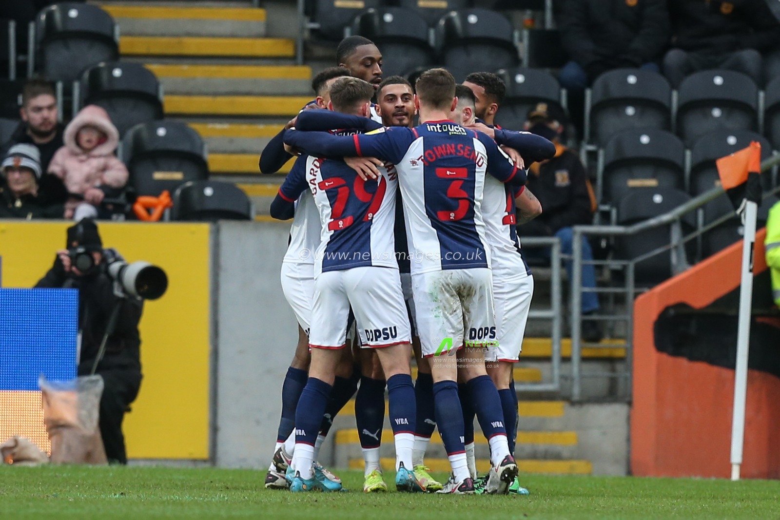 Karlan Grant #18 of West Bromwich Albion celebrates his goal to make it 0-1