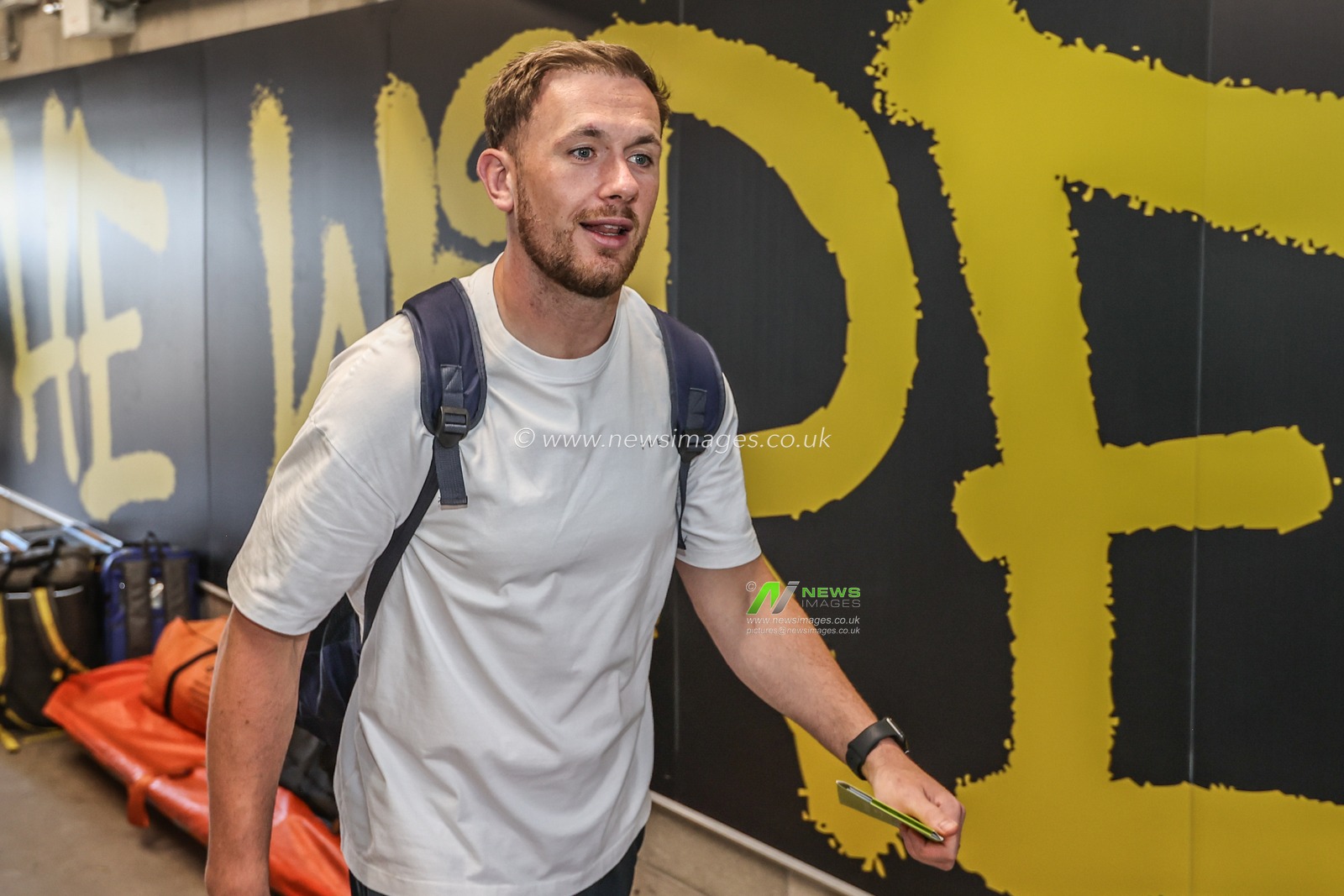 Ben Currie of Warrington Wolves arrives during the Betfred Super League round 16 match Warrington Wolves vs Hull FC at Halliwell Jones Stadium, Warrington, United Kingdom, 28th June 2025

(Photo by Alfie Cosgrove/News Images)