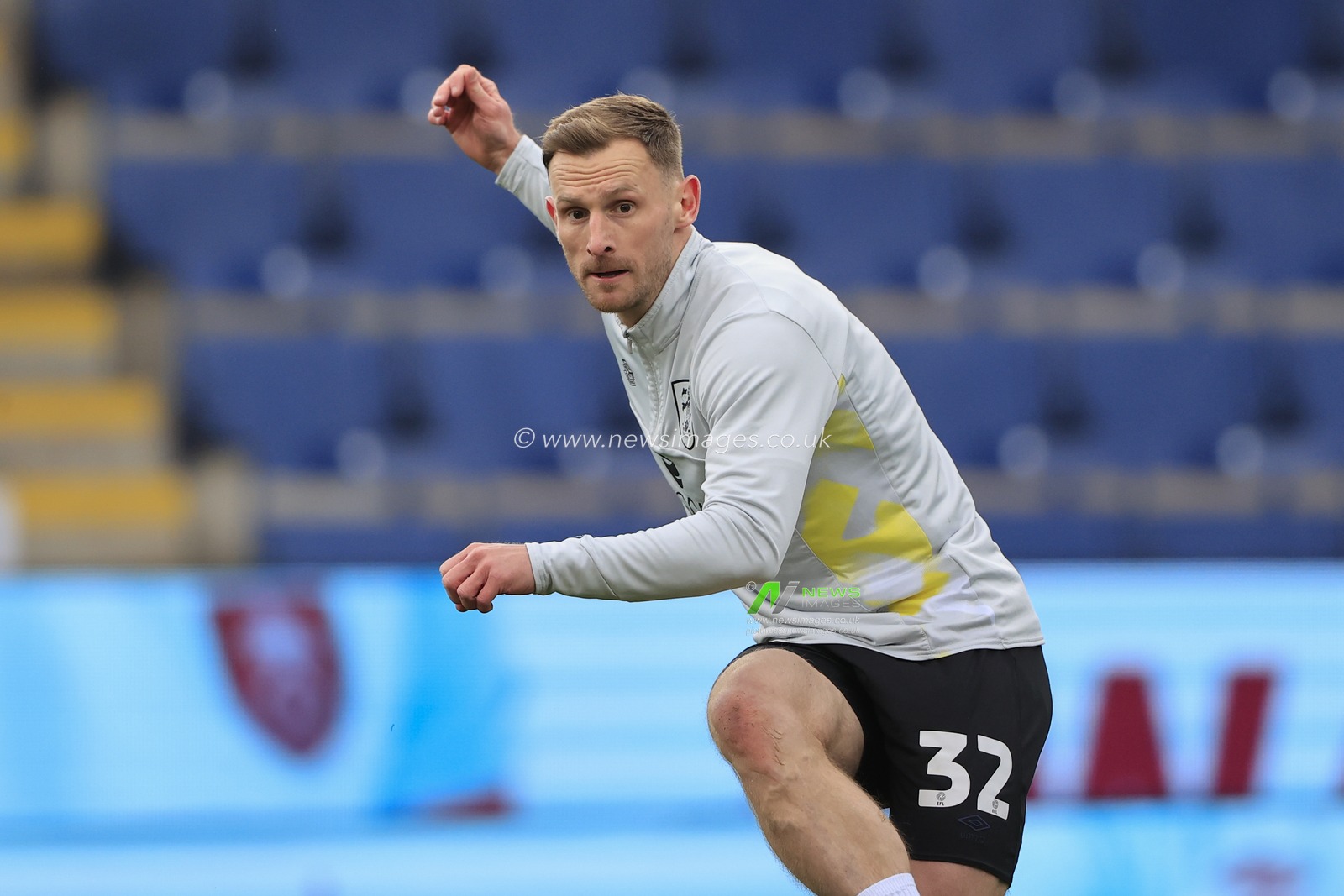 Tom Lees #32 of Huddersfield Town before the  Sky Bet Championship match Burnley vs Huddersfield Town at Turf Moor, Burnley, United Kingdom, 25th February 2023

(Photo by Conor Molloy/News Images)