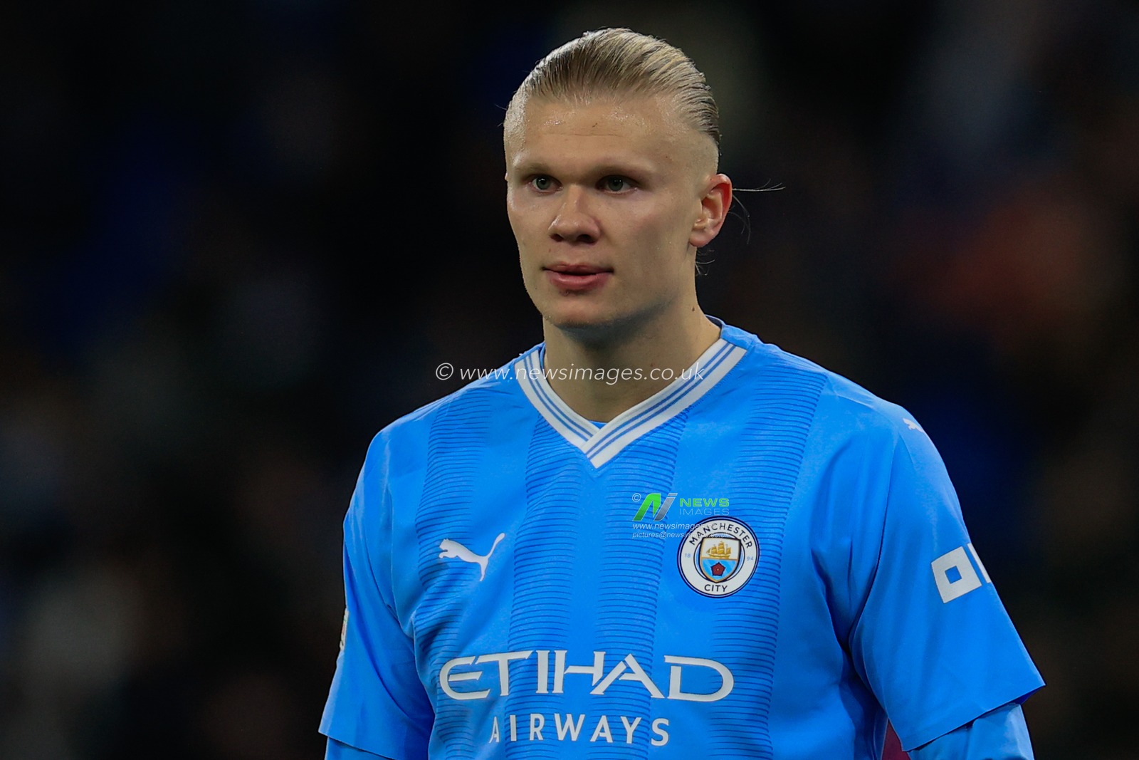 Erling Haaland #9 of Manchester City during the UEFA Champions League Group G match Manchester City vs RB Leipzig at Etihad Stadium, Manchester, United Kingdom, 28th November 2023

(Photo by Conor Molloy/News Images)