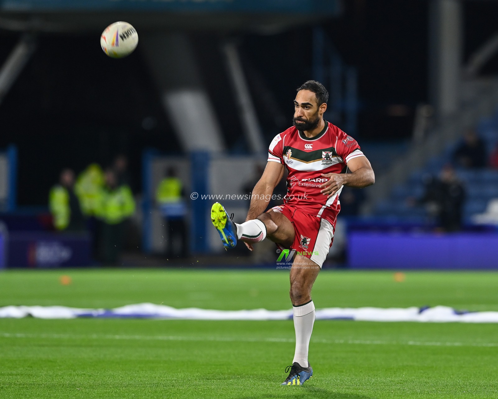 Reece Robinson of Lebanon during pre match warm up ahead of the Rugby League World Cup 2021 Quarter Final match Australia vs Lebanon at John Smith's Stadium, Huddersfield, United Kingdom, 4th November 2022

(Photo by Craig Thomas/News Images)