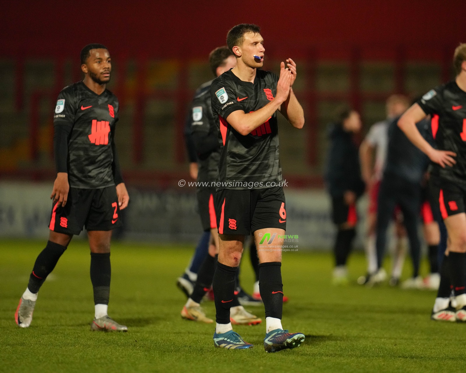 Krystian Bielik of Birmingham City clapping fans after the Vertu Trophy Quarter Final match Stevenage vs Birmingham City at Lamex Stadium, Stevenage, United Kingdom, 4th February 2025

(Photo by Harvey Murphy/News Images)