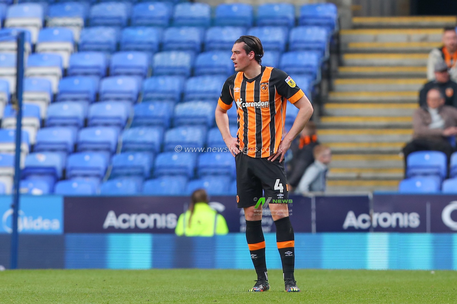 Jacob Greaves #4 of Hull City looks dejected after Andy Carroll #2 of Reading scores a goal to make it 1-1 during the Sky Bet Championship match Reading vs Hull City at Select Car Leasing Stadium, Reading, United Kingdom, 18th March 2023

(Photo by Gareth Evans/News Images)