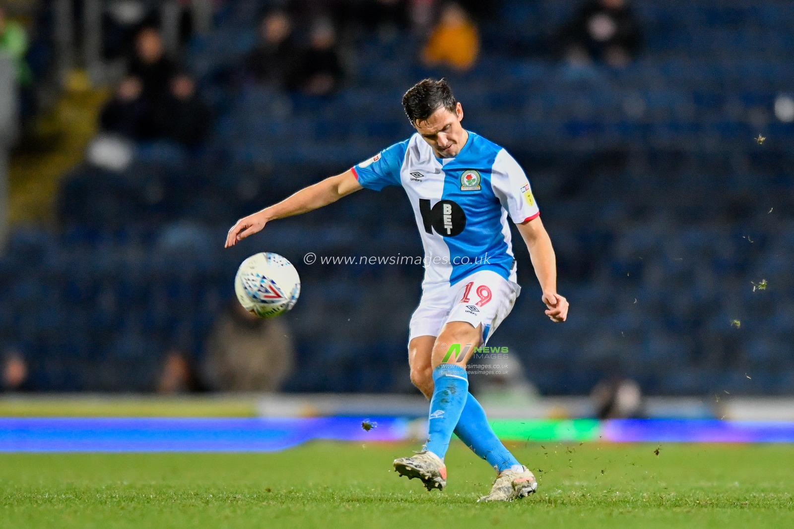7th December 2019, Ewood Park, Blackburn, England; Sky Bet Championship, Blackburn Rovers v Derby County : Stewart Downing (19) of Blackburn Rovers takes a free kick

Credit: Simon Whitehead/News Images