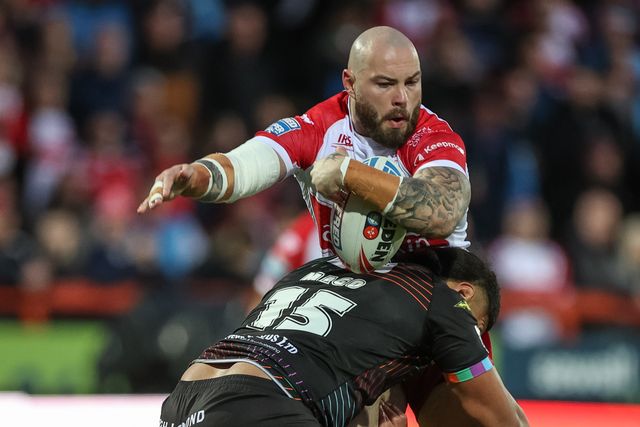 Sam Luckley of Hull KR is upended by Patrick Mago of Wigan Warriors during the Betfred Super League Round 9 match Hull KR vs Wigan Warriors at Sewell Group Craven Park, Kingston upon Hull, United Kingdom, 26th April 2024

(Photo by Mark Cosgrove/News Images)