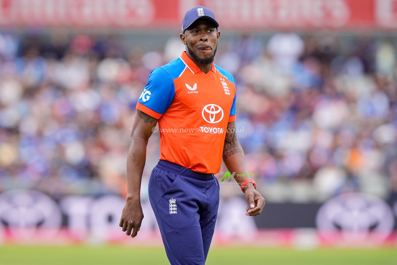 Jofra Archer of England during the Second Vitality T20 International match England vs India at Old Trafford, Manchester, United Kingdom on 04 July 2026

(Photo by Maynard Manyowa/News Images)
