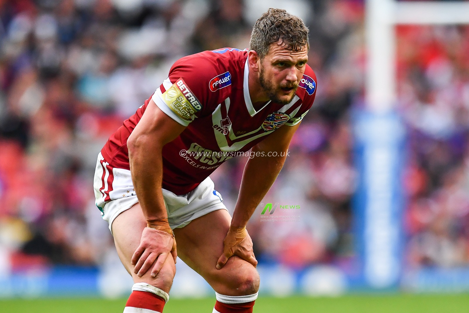 25th May 2019 , Anfield Stadium, Liverpool, England; Dacia Magic Weekend, Betfred Super League Round 16, Wigan Warriors vs Warrington Wolves ; Sean Oâ€™Loughlin (13) of Wigan Warriors 

Credit: Craig Thomas/News Images