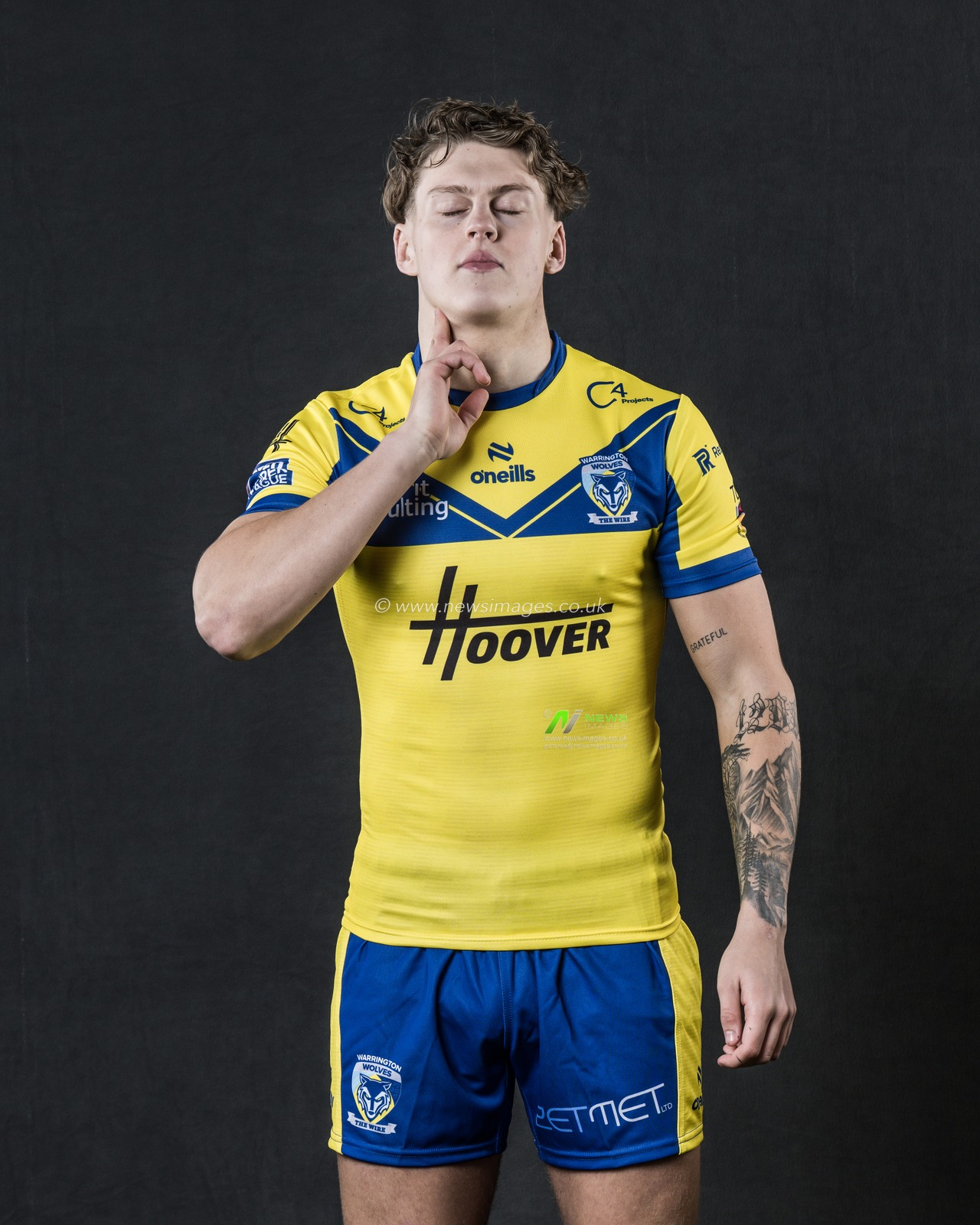 Arron Lindop in the Home kit during the Warrington Wolves Team media day at Warrington wolves training centre, Warrington, United Kingdom, 16th January 2025

(Photo by Craig Thomas/News Images)