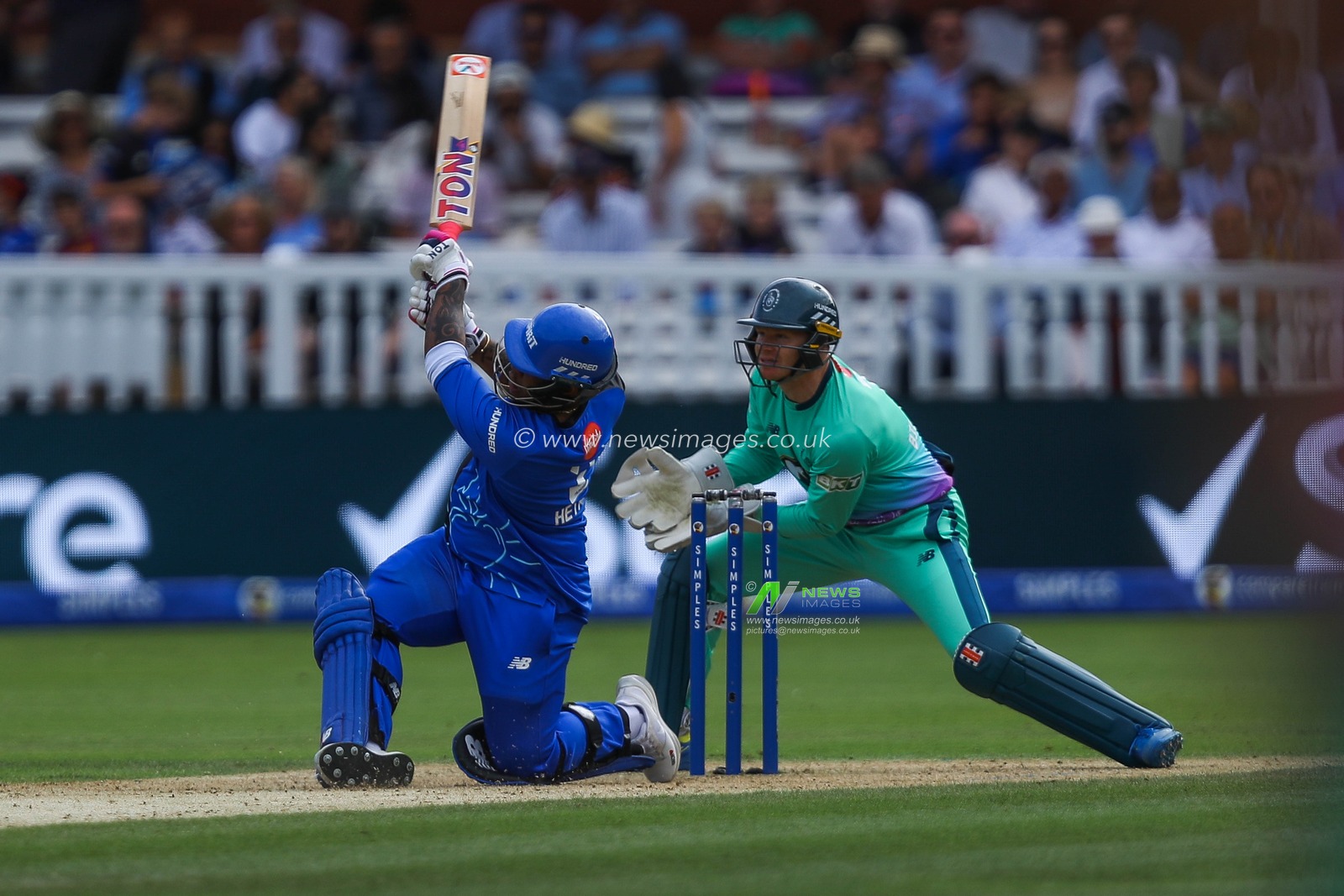 Shimron Hetmyer of London Spirit is caught by Jordon Cox of Oval Invincibles during the The Hundred match London Spirit Men vs Oval Invincibles at Lords, London, United Kingdom, 4th August 2024

(Photo by Izzy Poles/News Images)
