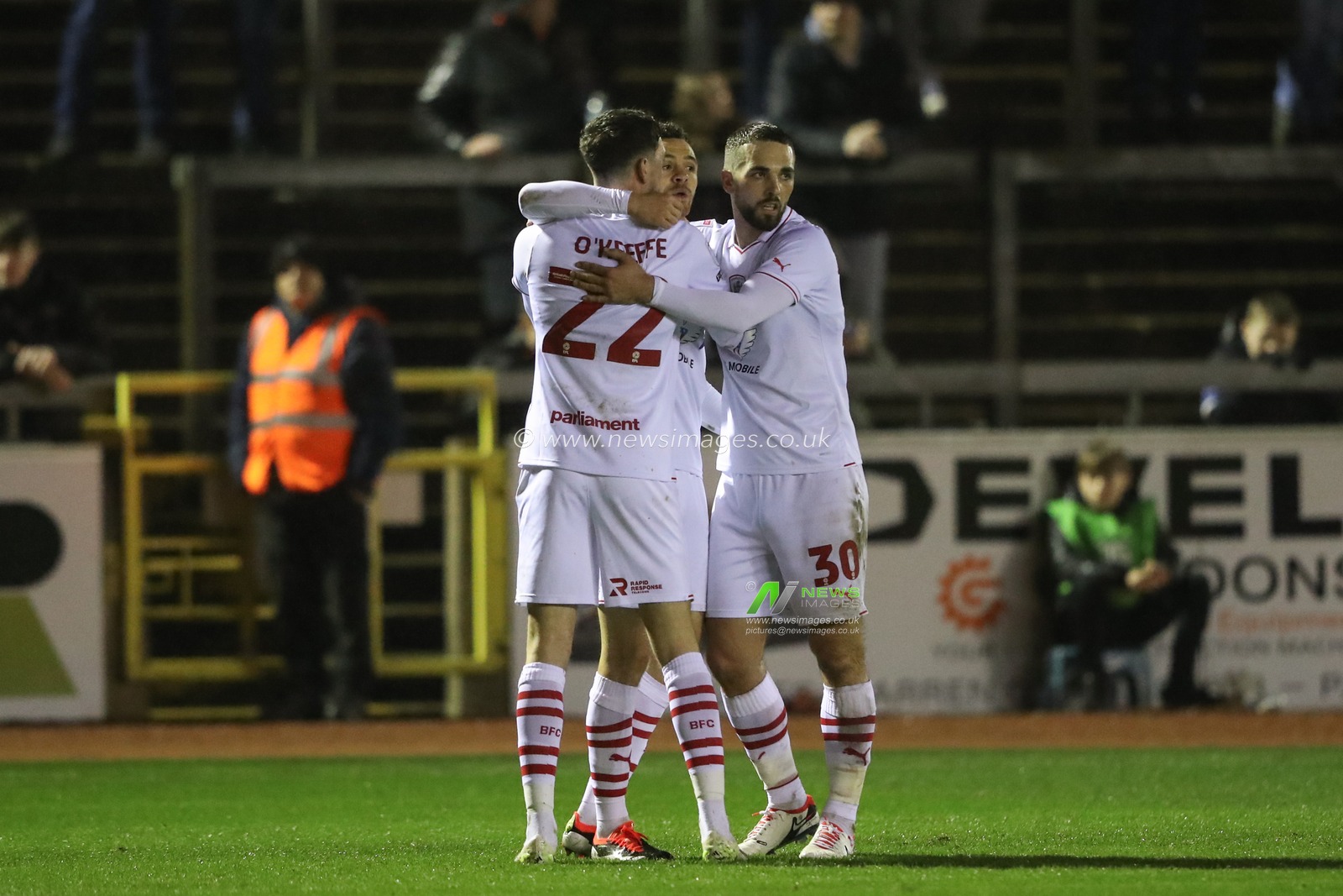 Jordan Williams of Barnsley celebrates his goal to make it 1-1 with teammates during the Sky Bet League 1 match Carlisle United vs Barnsley at Brunton Park, Carlisle, United Kingdom, 12th March 2024

(Photo by Alfie Cosgrove/News Images)