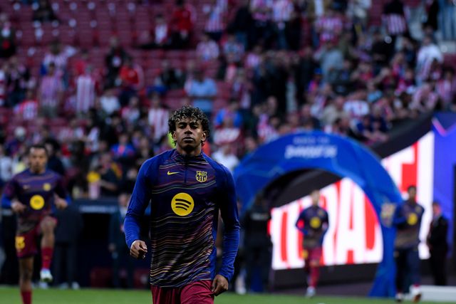 Lamine Yamal of FC Barcelona during the warm up of the UEFA Champions League Quarter Finals match Atletico Madrid vs Barcelona at Riyadh Air Metropolitano, Madrid, Spain on 14 April 2026

(Photo by Samuel Carreno/News Images)