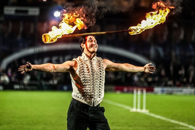 Pre-match entertainment ahead of the Betfred Super League round 5 match Wakefield Trinity vs Leigh Leopards at DIY Kitchens Stadium, Wakefield, United Kingdom on 20 March 2026

(Photo by Alfie Cosgrove/News Images)