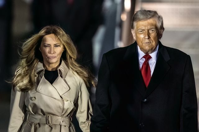 President Donald Trump and First Lady Melania Trump depart the Air Force one during the US President Donald Trump's state visit to the United Kingdom at London Stansted Airport, Stansted, United Kingdom, 16th September 2025

(Photo by Alfie Cosgrove/News Images)