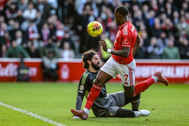 Callum Hudson-Odoi of Nottingham Forest breaks past Liverpool goalkeeper Alisson Becker during the Premier League match Nottingham Forest vs Liverpool at City Ground, Nottingham, United Kingdom on 22 February 2026

(Photo by Alfie Cosgrove/News Images)