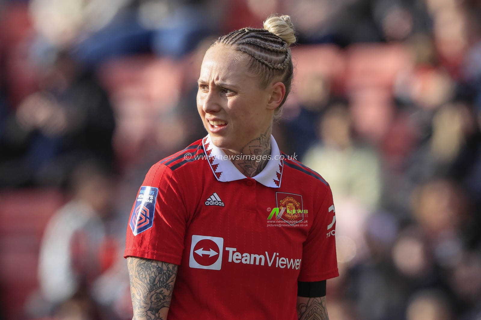 Leah Galton #11 of Manchester United in action during the The FA Women's Super League match Manchester United Women vs Everton Women at Leigh Sports Village, Leigh, United Kingdom, 5th February 2023

(Photo by Conor Molloy/News Images)