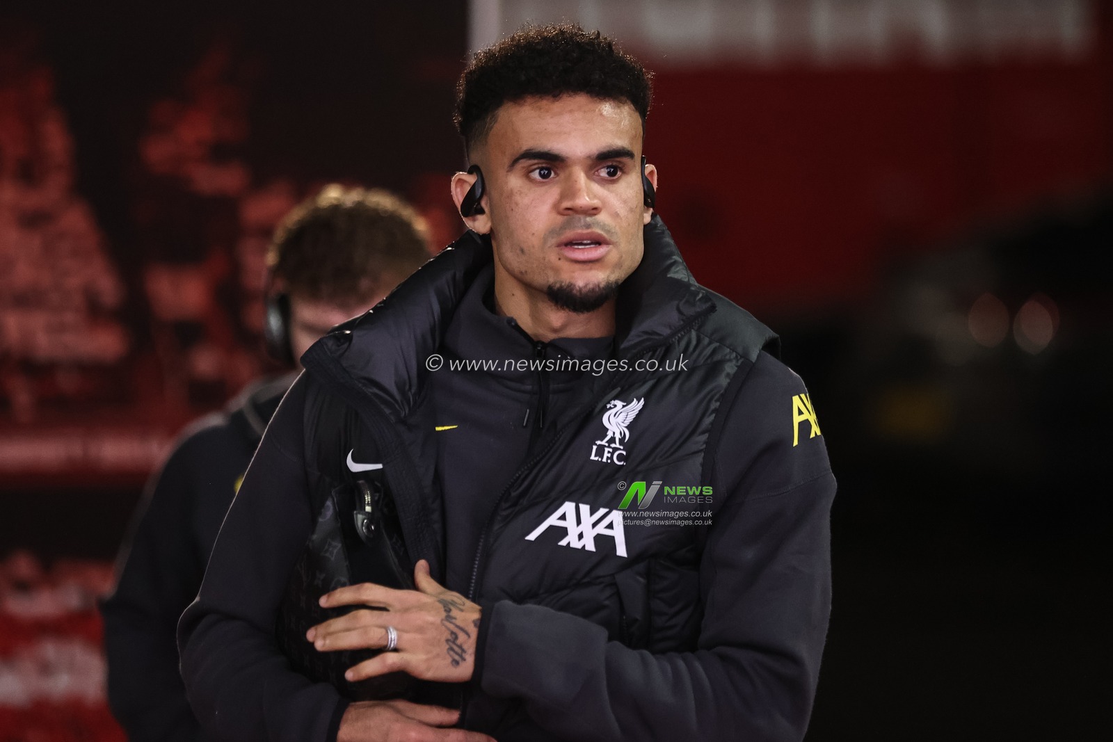 Luis DÃ­az of Liverpool arrives during the Premier League match Nottingham Forest vs Liverpool at City Ground, Nottingham, United Kingdom, 14th January 2025

(Photo by Alfie Cosgrove/News Images)