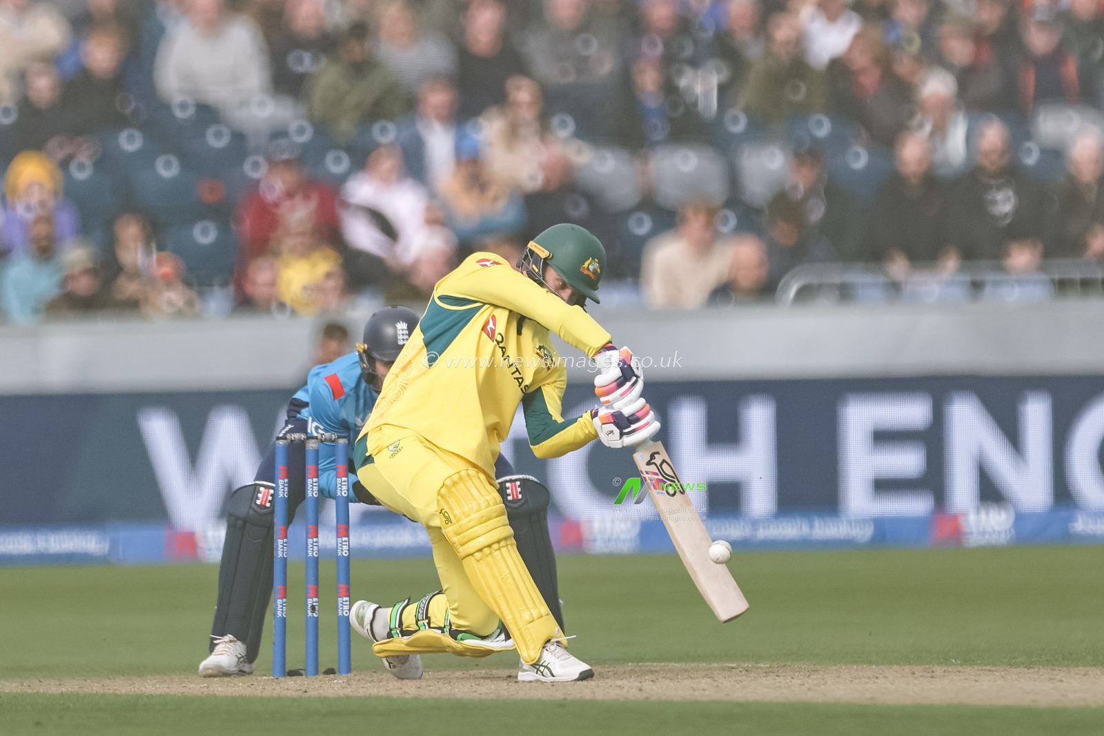 Alex Carey of Australia hits a six during the Third Metro Bank One Day International match England vs Australia at The Seat Unique Riverside, Chester-le-street, United Kingdom, 24th September 2024

(Photo by Mark Cosgrove/News Images)