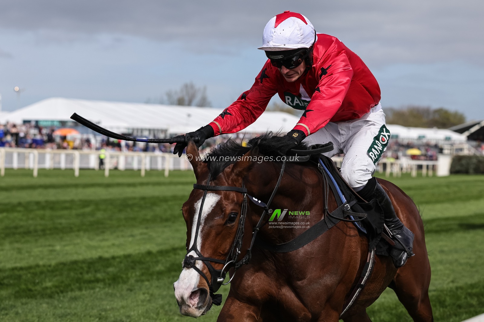 Mirabad ridden by Tristan Durrell runs on to win the 12:45 Hallgarten & Novum Wines Maghull Novices' Chase during the 2026 Randox Grand National Day at Aintree Racecourse, Aintree, United Kingdom on 11 April 2026

(Photo by Mark Cosgrove/News Images)