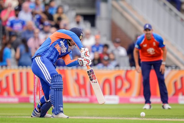 Vaibhav Sooryavanshi of India batting during the Second Vitality T20 International match England vs India at Old Trafford, Manchester, United Kingdom on 04 July 2026

(Photo by Maynard Manyowa/News Images)