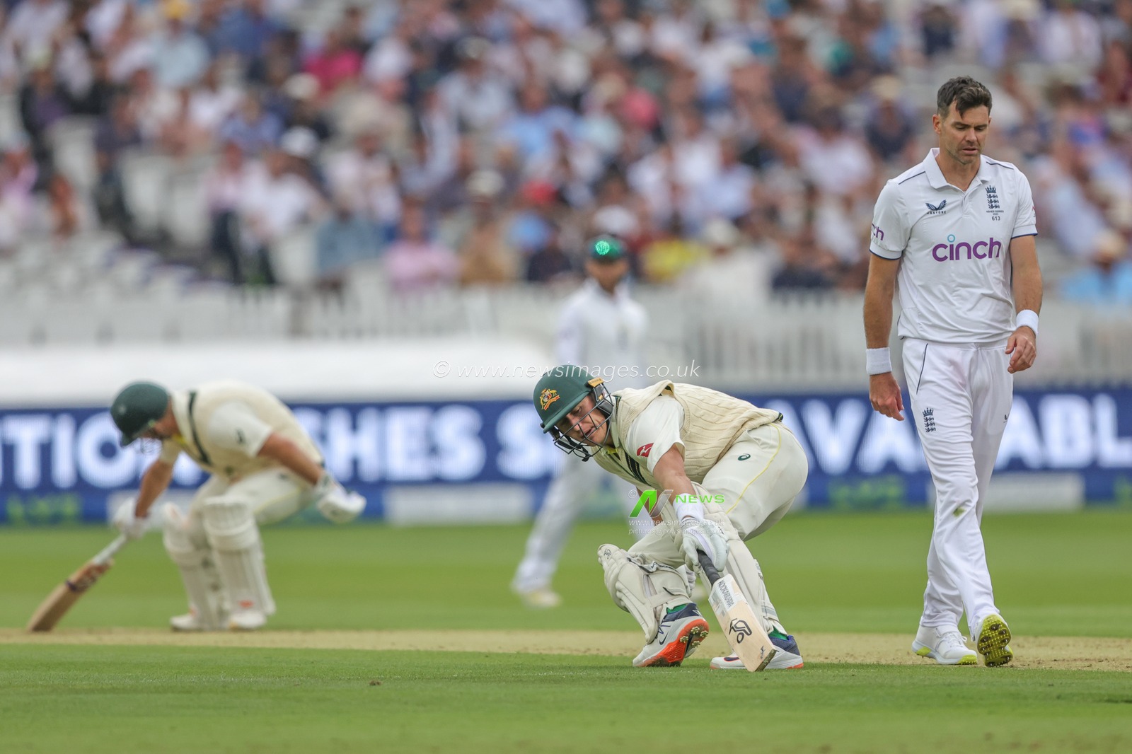 Marnus Labuschagne of Australia reaches for the crease as he makes two runs during the LV= Insurance Ashes Test Series Second Test Day 1 England v Australia at Lords, London, United Kingdom, 28th June 2023

(Photo by Mark Cosgrove/News Images)