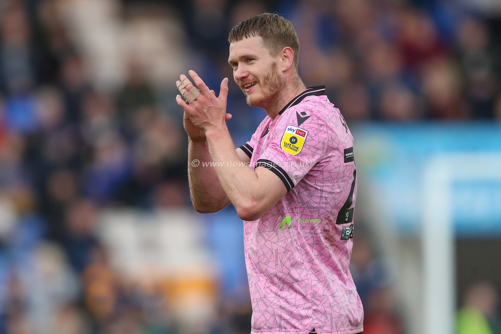 Michael Smith #24 of Sheffield Wednesday applauds the travelling fans during the Sky Bet League 1 match Shrewsbury Town vs Sheffield Wednesday at Greenhous Meadow, Shrewsbury, United Kingdom, 29th April 2023

(Photo by Gareth Evans/News Images)