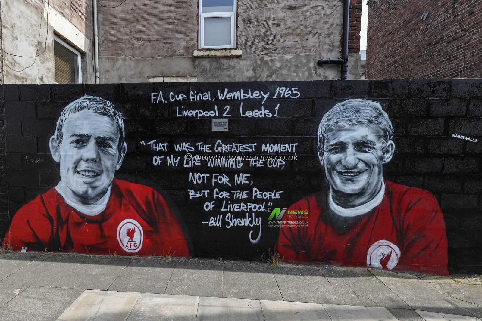 â€œGreatest Dayâ€ mural near Anfield during the Premier League match Liverpool vs Fulham at Anfield, Liverpool, United Kingdom, 3rd May 2023

(Photo by Mark Cosgrove/News Images)
